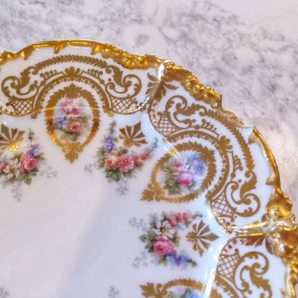 Vintage RARE Jean Pouyat Limoges Gold Gild Plate Floral - Picture 3 of 10